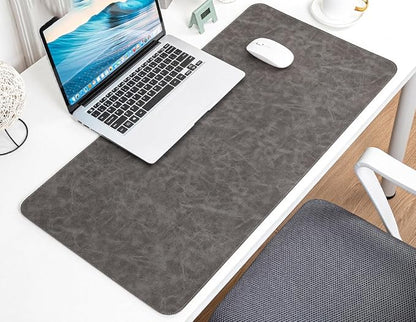 13.7X27.5” Faux Leather Desk Mat Large Gaming Mouse Pad Office Writing Pad Non-Slip Waterproof Surface (Darkgray)