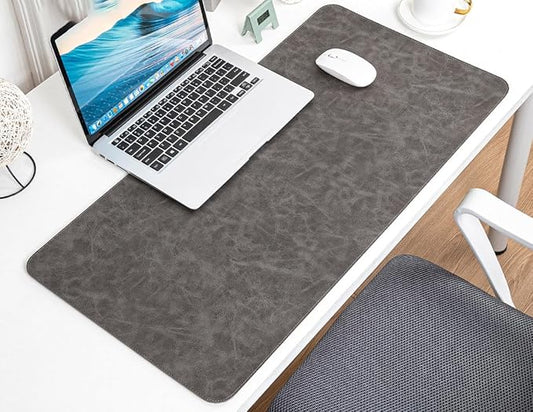 13.7X27.5” Faux Leather Desk Mat Large Gaming Mouse Pad Office Writing Pad Non-Slip Waterproof Surface (Darkgray)