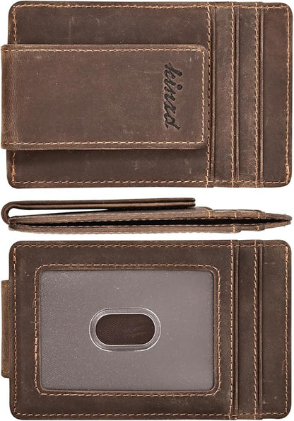 kinzd Money Clip, Front Pocket Wallet, Leather RFID Blocking Strong Magnet thin Wallet | RFID Blocking, Strong Magnet, thin