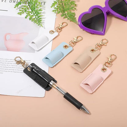 Sibba Portable Anti-Lost Pen Holder for Lanyard Anti-Lost Neck Lanyards Pen Holder 5PCS Single Pens Lanyard for Badge Keychain PU Leather Portable Pencils Clip Office Supplies for Badge Reels Nurses