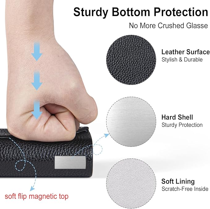 RayLove Ultimate Glasses Case Kit, Hard Shell Sunglasses and Eyeglass Case with Cleaning Cloth, Screwdriver, Ear Hooks