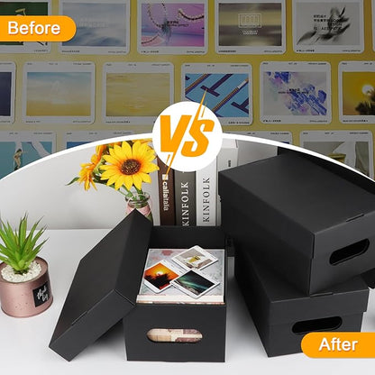 10PCS Photo Storage Box for 4"x6" Photos,10.83“ x 6.89“ x 4.7“ Picture Box Store and Protect Pictures,Documents Black