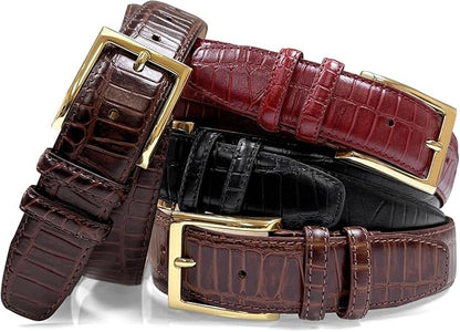 Men's Oil-Tanned Genuine Leather Dress Classic Belt 1-1/8"(30mm) or 1-3/8"(35mm) Wide One Piece Dress Belt
