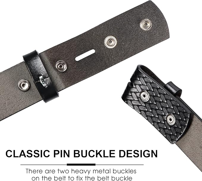 HJones Western Belts for Men without Buckle,Cowboy Belt Buckles for Men,1.5" Wide Genuine Leather Belt No Buckle