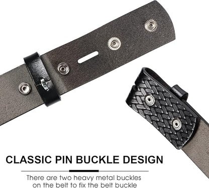 HJones Western Belts for Men without Buckle,Cowboy Belt Buckles for Men,1.5" Wide Genuine Leather Belt No Buckle