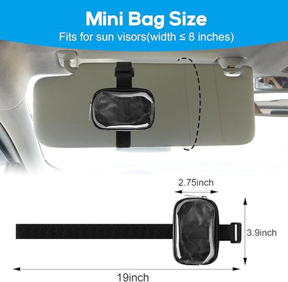 Garage Door Opener Holder for Visor, Mini Universal Bag for Garage Door Key Fob Remote Control, Adjustable Visor Case for Car Key Fob, Lipsticks Cosmetics Small Items (Black)