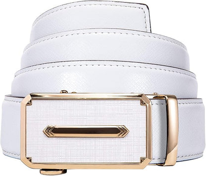 Dubulle Designer Mens Belts, Sliding Automatic Buckle Ratchet Dress Belt TOP Genuine Leather Strap Gifts