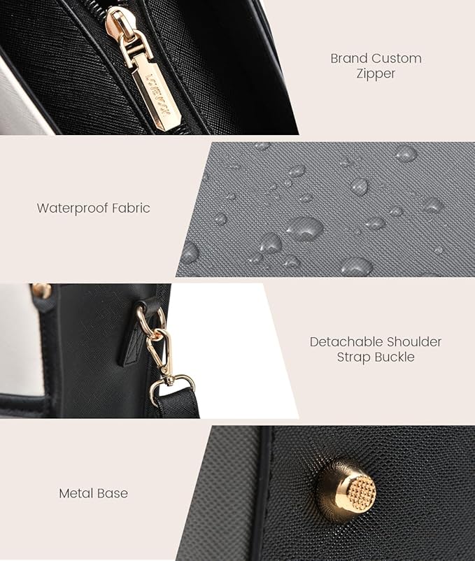 LOVEVOOK Laptop Bag for Women, 15.6'' Laptop Tote Purse 2-in-1 Professional Work Bag Business Briefcase with Clutch Purse, Waterproof Leather Computer Handbag for Teacher Office Travel