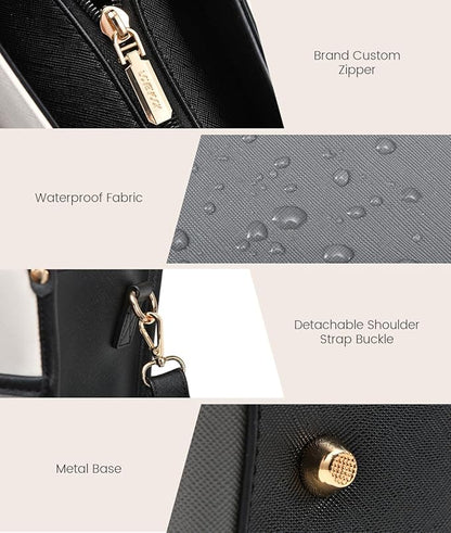LOVEVOOK Laptop Bag for Women, 15.6'' Laptop Tote Purse 2-in-1 Professional Work Bag Business Briefcase with Clutch Purse, Waterproof Leather Computer Handbag for Teacher Office Travel