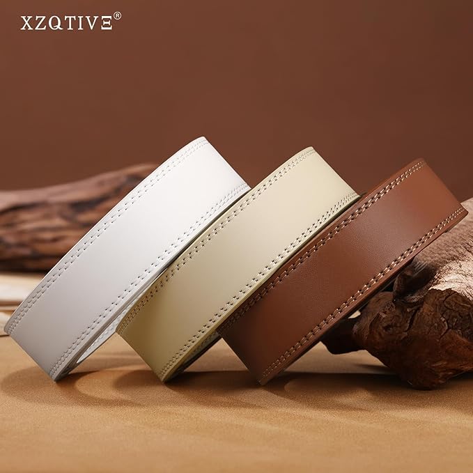 XZQTIVE Men’s Metal Free Belt Hypoallergenic Leather Belts For Jeans Dress Nickle Free TSA Belt With Black Buckle