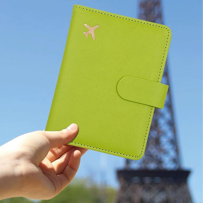 Melsbrinna Premium Leather Passport Holder Covers Case, Waterproof Rfid Blocking Travel Wallet Passport Holder with Pen Holder, Cute Passport Book for Women/Men