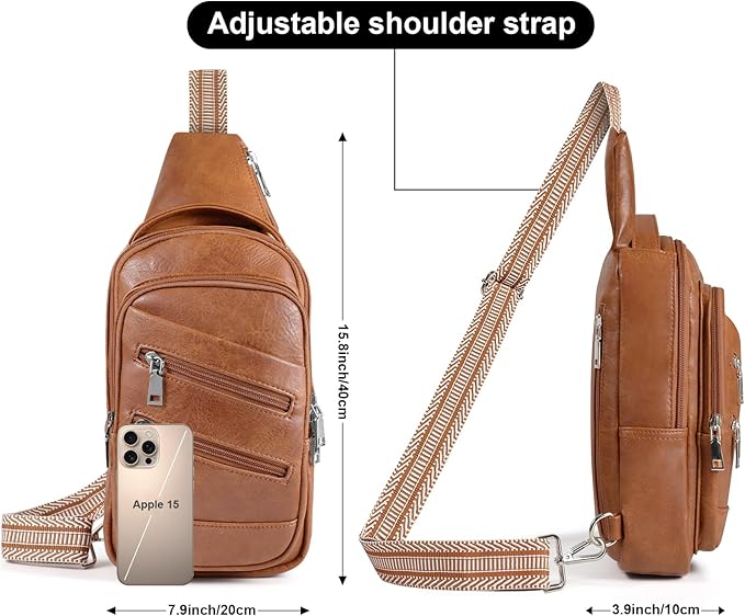 Conceal Carry Sling Bag - Virgan Leather Sling Backpack Fanny Pack Crossbody Chest Bags with Holster&Guitar Strap…