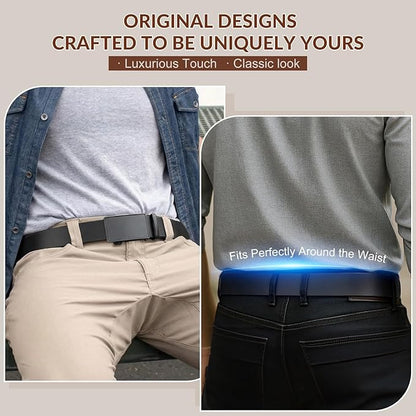 Ratchet Belt Strap, Full Grain Leather Belt Straps for Men without Buckle 1 3/8"- Replacement Strap Only