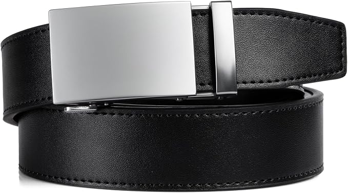 Founders & C Ratchet Belts for Men-Black/Brown Belt Leather 1 3/8" for Casual Dress-Micro Adjustable Belt