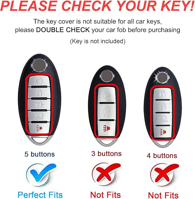 Montague Key Fob Cover for Nissan with Keychain Accessories, Premium TPU Full Protection Key Case for Altima Rogue Sentra Maxima Armada Pathfinder Murano, for Infiniti Key Shells (5-Buttons, Silver)
