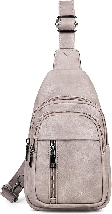MASINTOR Sling Bag for Women - Crossbody Bags Fanny Pack with Vegan Leather - Adjustable Sling Backack for Travel