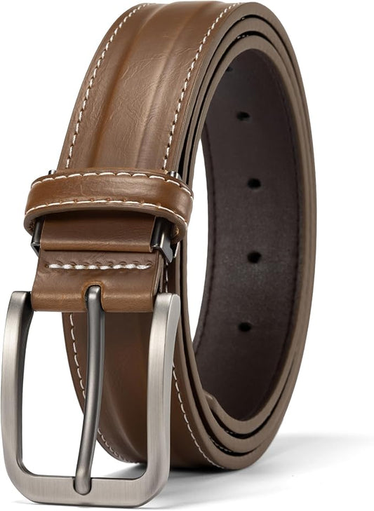 maikun Mens Belts Leather, Designer Casual Dress Belt Men with Adjustable Buckle for Jeans Office Gift for Men