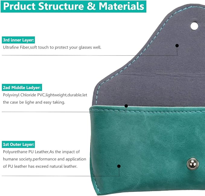 LogHog Portable Leather Glasses Case,Flexible Sunglasses Pouch Slim Case for Women Men Horizontal Eyeglass Case