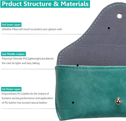 LogHog Portable Leather Glasses Case,Flexible Sunglasses Pouch Slim Case for Women Men Horizontal Eyeglass Case