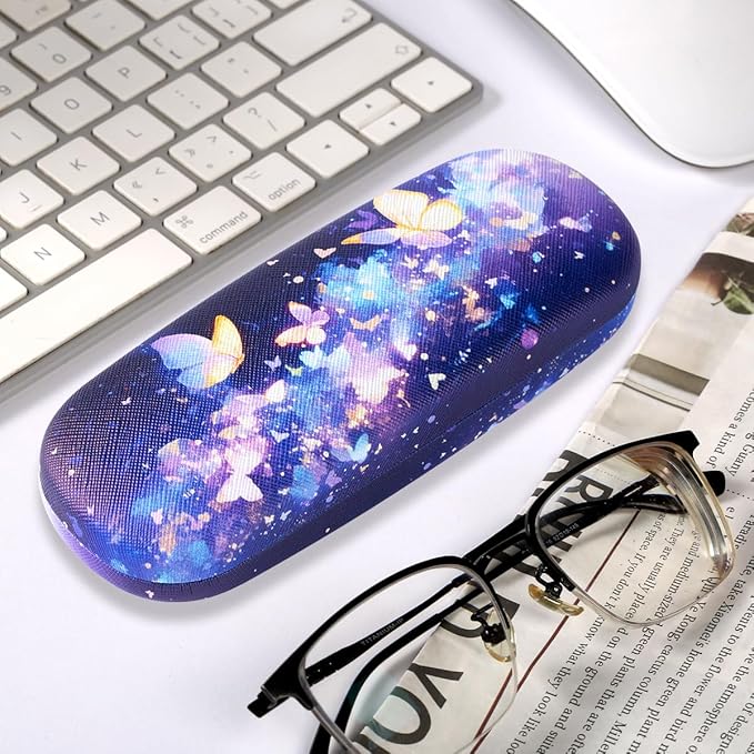 PERFECTSIGHT Hard Shell Eyeglasses Case, PU Leather Protective Glasses Case, Cute Eyeglass Case for Women Men Girls