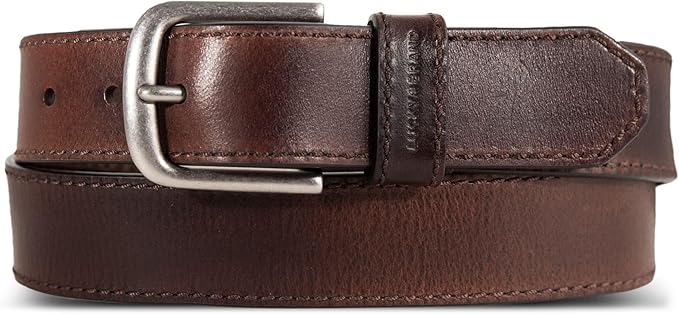 Lucky Brand Men's Jeans Leather Belt| Classic| Casual| Dress| Everyday| American Heritage| Genuine Leather| Metal Buckle