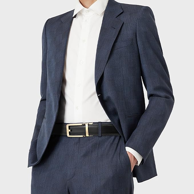 SENDEFN Men's Leather Dress Casual Belt 1 3/8" Automatic Adjustable Click Buckle Belts with Gift Box