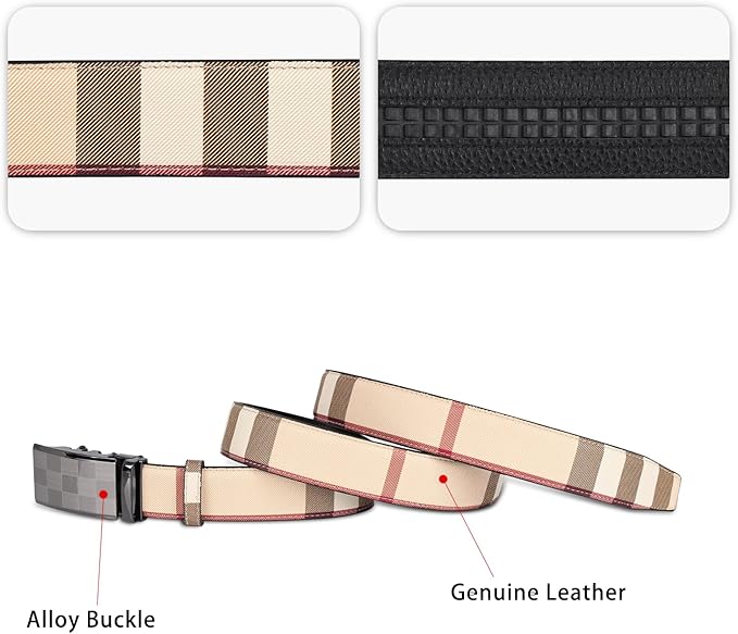 Aurolran Men&Womens Leather Dress Belt Business Automatic Buckle Belt Color-Black Silver Gold