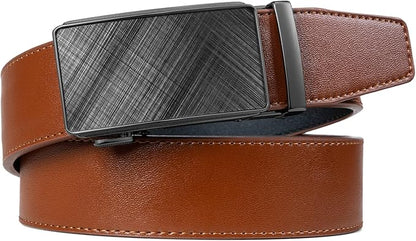 Founders & C Men's Ratchet Belt 1 3/8",Leather Dress Belt Adjustable with Click Sliding Buckle Trim to Exact Fit