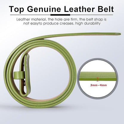 HJones Western Belts for Men without Buckle,Cowboy Belt Buckles for Men,1.5" Wide Genuine Leather Belt No Buckle