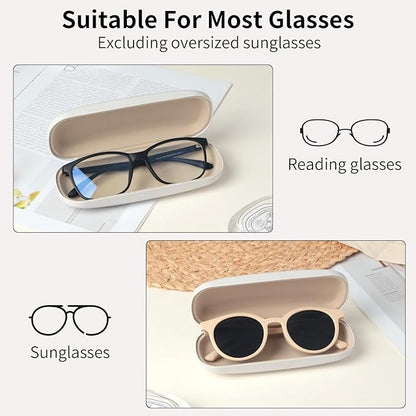Glasses Case Hard Shell, Leather Protective Case for Sunglasses with Cleaning Cloth, Cute Eyeglass Cases for Women