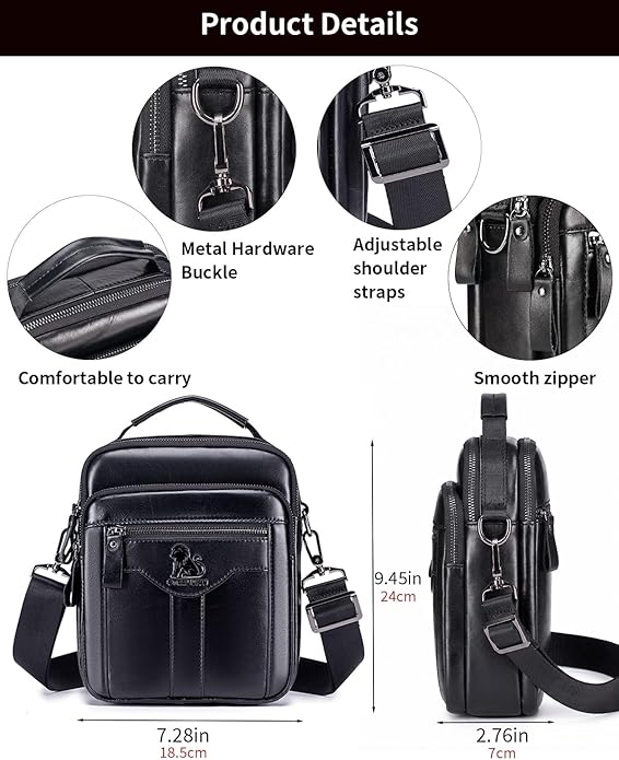 Premium Leather Men's Crossbody -Organized Storage & Durable,Stylish for Daily Carry