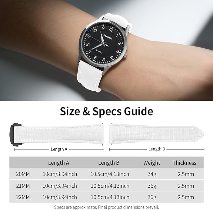 ULLCHRO Watch Strap Watch Band 20mm 22mm Man Waterproof Quick Release Bands Sport Replacement Strap Soft FKM Rubber Watchband