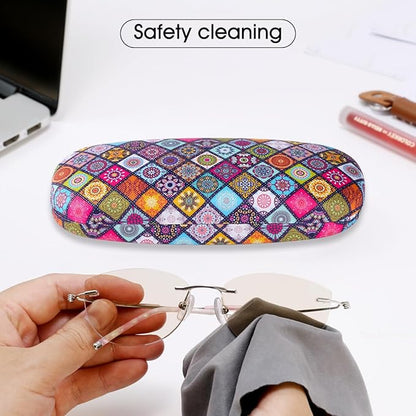 PERFECTSIGHT Hard Shell Eyeglasses Case, PU Leather Protective Glasses Case, Cute Eyeglass Case for Women Men Girls