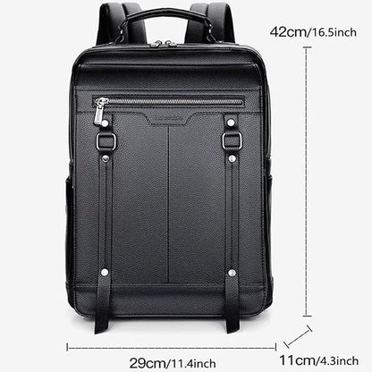 CHAO RAN Laptop Backpack for Men Leather Travel Backpack Carry on Flight Approved-Waterproof Medium Backpack Fit 15.6 Inch Notebook for College Business Office Bag with USB Charging Port