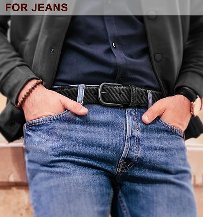BULLIANT Men Belt-Leather Belt 7 Holes Comfortable for Men Dress Casual Jeans 1 3/8"