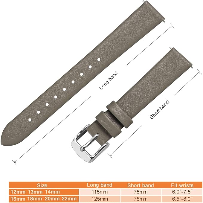 ANNEFIT Watch Bands for Men Women, Top Grain Leather Watch Strap with Quick Release, Band Width 12mm 13mm 14mm 16mm 18mm 20mm 22mm