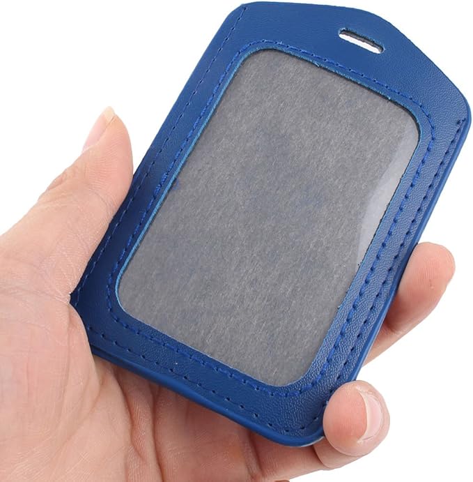 uxcell a12050700ux1086 Office Faux Leather Vertical Name Card ID Badge Holder Pouch (Pack of 10)