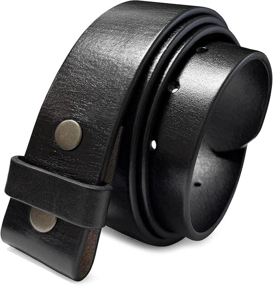 100% One-Piece Full Grain Leather Belt Straps with No Slot Hole/Slot Hole/Heavy-Duty, Multi Options 1-1/2" (38mm) Wide
