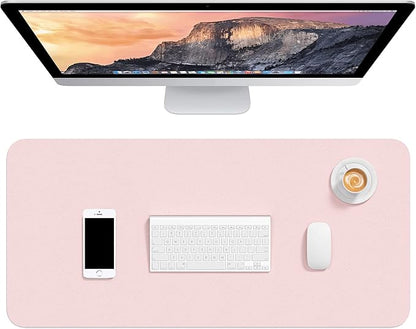 Hsurbtra Desk Pad, 30" x 14" PU Leather Desk Mat, XL Extended Mouse Pad, Waterproof Desktop Blotter Protector, Non-Slip Ultra Thin Large Laptop Keyboard Writing Mat for Office Home, Pink