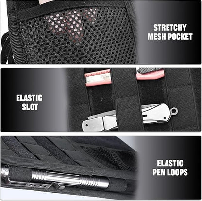 Molle Visor Organizer For Car, 1000d Polyester Tactical Panel With Double Zipper Multi-Pockets & Glasses Clip And 3 Replaceable Velcro, Semi-Rigid Molle Panel, Perfect For Pickup Trucks Suv、 Sedan
