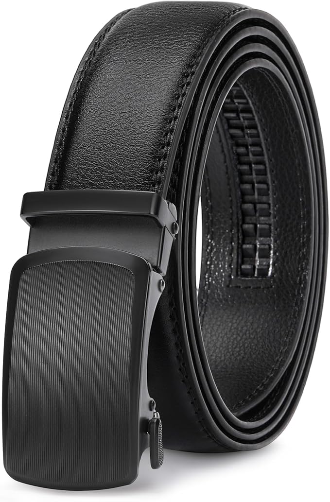 GAEKEAO Mens Belt Leather 1 3/8" - Micro-Adjust Buckle Ratchet Belts for Men Dress Casual to Formal Trim to Fit with Gift Box