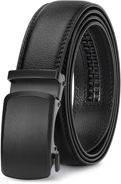 GAEKEAO Mens Belt Leather 1 3/8" - Micro-Adjust Buckle Ratchet Belts for Men Dress Casual to Formal Trim to Fit with Gift Box
