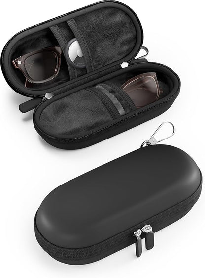 ProCase Double Sunglasses Case, Hard EVA Shell Shockproof Dual Eyeglass Case for Men Women with Metal Hook and Velvet Lining, Travel Zipper Glasses Holder Organizer for Couple Gifts -Black