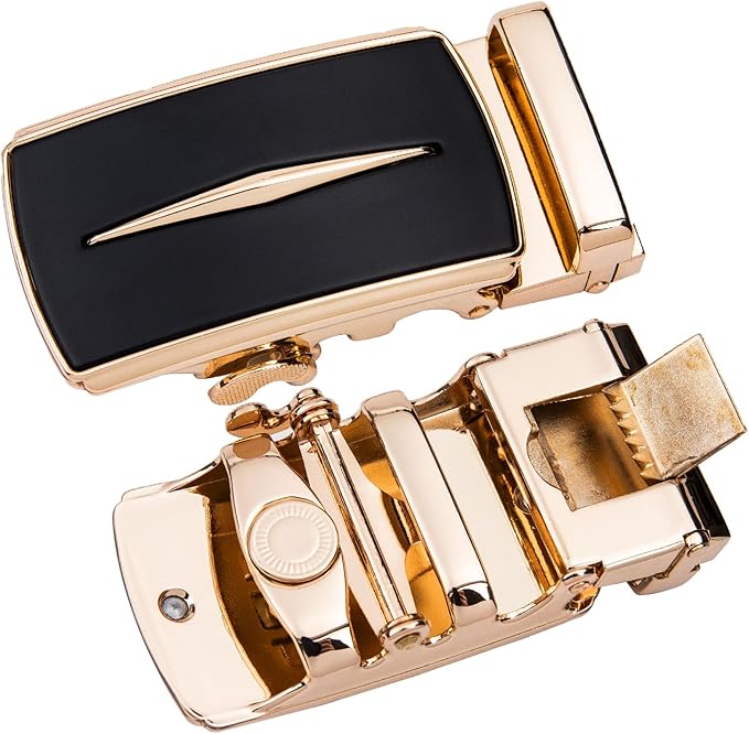 Dubulle Designer Ratchet Belt for Men Leather Fashion Adjustable Automatic Buckle Sliding Removable Dress Casual