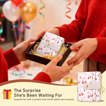 Jogjam Cute Coquette Aesthetic Bow Rfid Women Wallet, Small Slim Thin Compact Travel Credit Card Wallet, PU Leather Bifold Cash Wallet, Zipper Coin Pocket ID Window, Female Ladies Gifts
