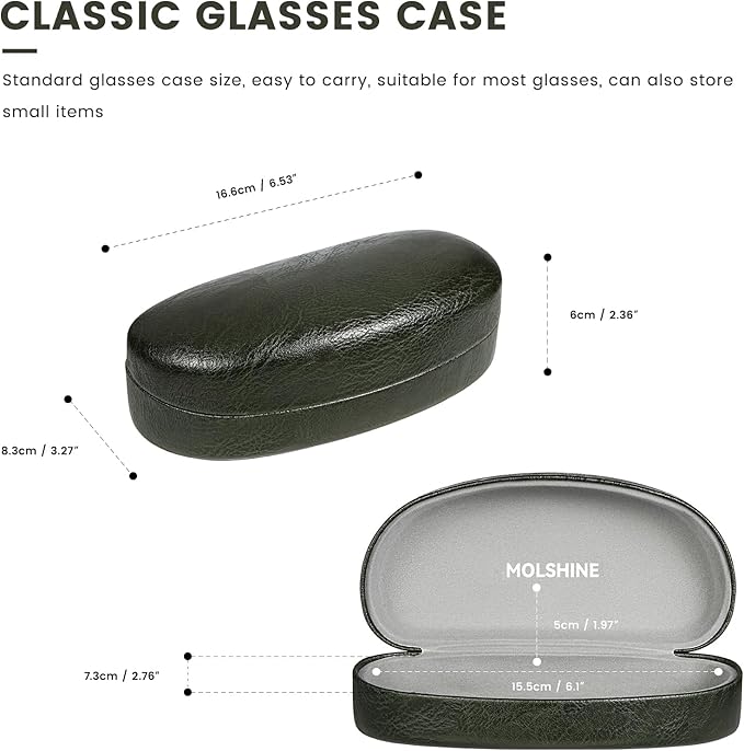 molshine Hard Shell Sunglasses Case,Classic Large Glasses Case for Sunglass, Eyeglasses with Cleaning Cloth, Pocket