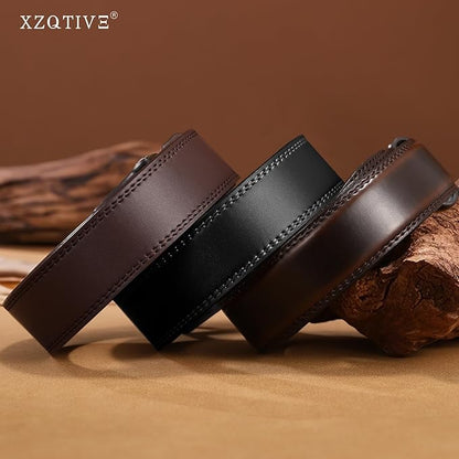 XZQTIVE Men’s Metal Free Belt Hypoallergenic Leather Belts For Jeans Dress Nickle Free TSA Belt With Black Buckle