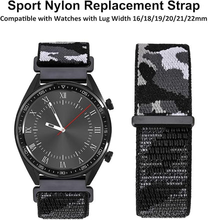 WOCCI 20mm Adjustable Nylon Watch Band, Quick Release Sport Loop Strap (City Camo)