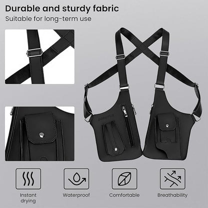 Leather Double Shoulder Armpit Bag for Men Underarm Concealed Rover The Holste Vest for Mens Adjustable Leather Bag (brown)