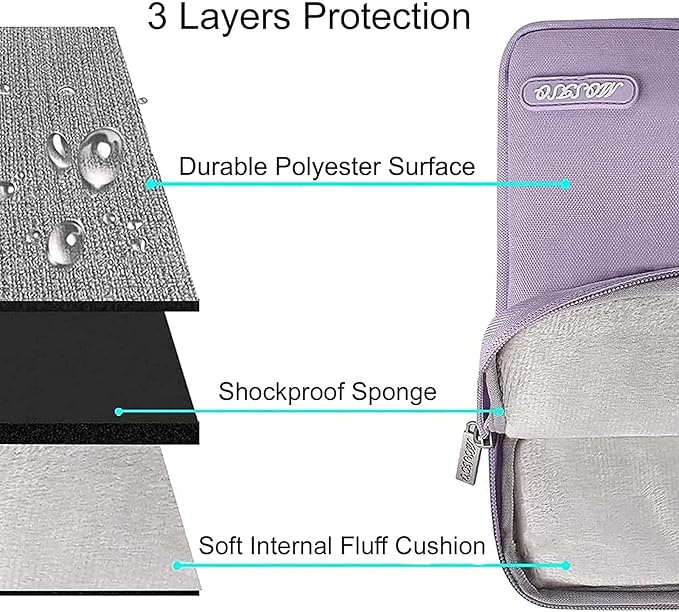 MOSISO Laptop Case 16 inch, 15-15.6 inch Laptop Sleeve Compatible with MacBook Pro 16 M5 M4 M3 M2 M1, HP Acer Dell Lenovo ASUS, Polyester Vertical Computer Sleeve Bag with Pocket, Purple
